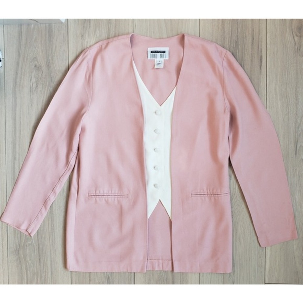 Dani Max Blazer Jacket Womens 4 Pink Faux Layered Vest Vintage 90s